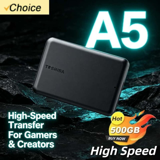 Toshiba A5 Serie Tragbare 2,5 Zoll HDD mit USB 3.2 Gen1, 1TB, Schwarz - Bild 1