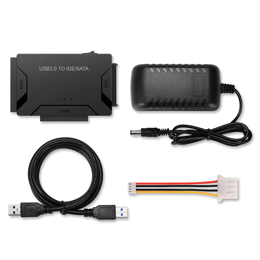 OULLX USB 3.0 zu SATA IDE ATA Adapter für 2,5 Zoll und 3,5 Zoll HDD Festplatten und SSD, externer Datenübertragungskonverter in Schwarz - Bild 3