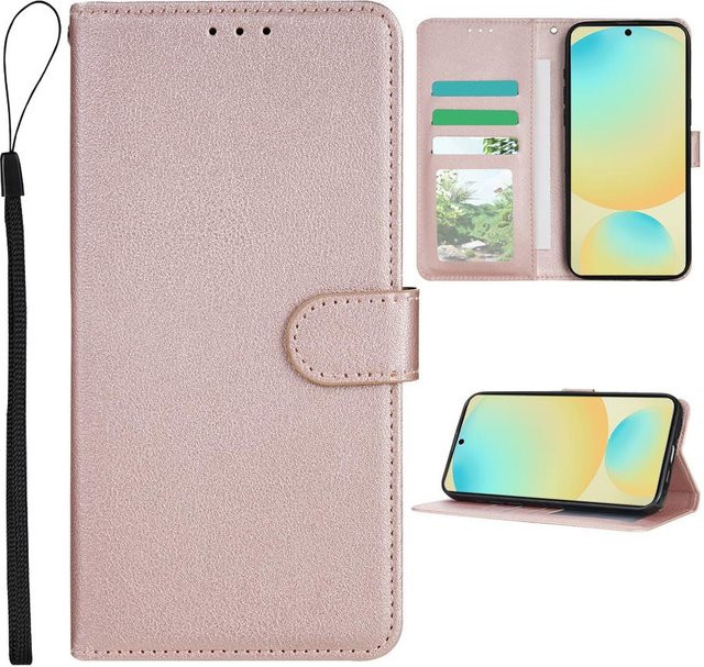 Magnetische Leder-Geldbörse mit Kartenfach und Ständer als Klapp-Case für Samsung Galaxy A53 5G in Gold, Schwarz, Rot, Blau oder Pink - Bild 1