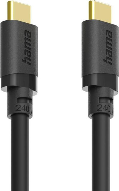Hama USB-C-Kabel USB 3.2 Gen1 in Schwarz, 5 Gbit/s, 240 W, Länge: 0,75 m - Bild 1