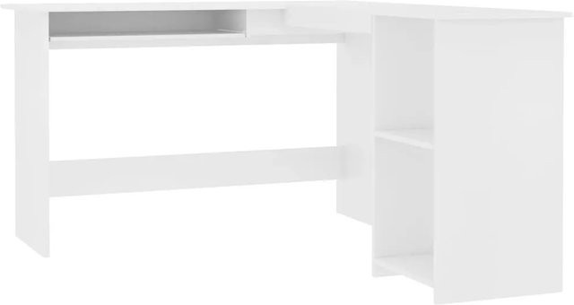 vidaXL Eckschreibtisch in L-Form in Weiß aus Holzwerkstoff für Büro und Arbeitszimmer B/T/H: 120 x 140 x 75 cm - Bild 1
