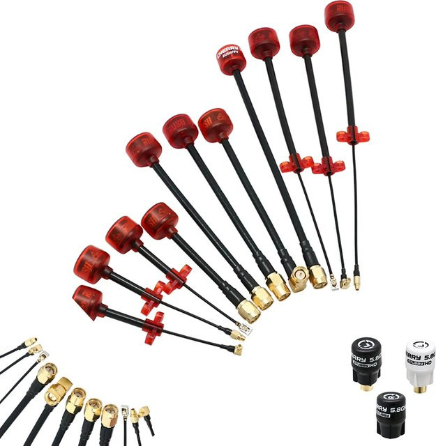 Rush Cherry FPV 5.8G Antenne in Rot mit SMA, MMCX oder UFL Anschlussadapter für Racing Drones und FPV-Brillen (LHCP/RHCP Stubby Long Range) - Bild 1