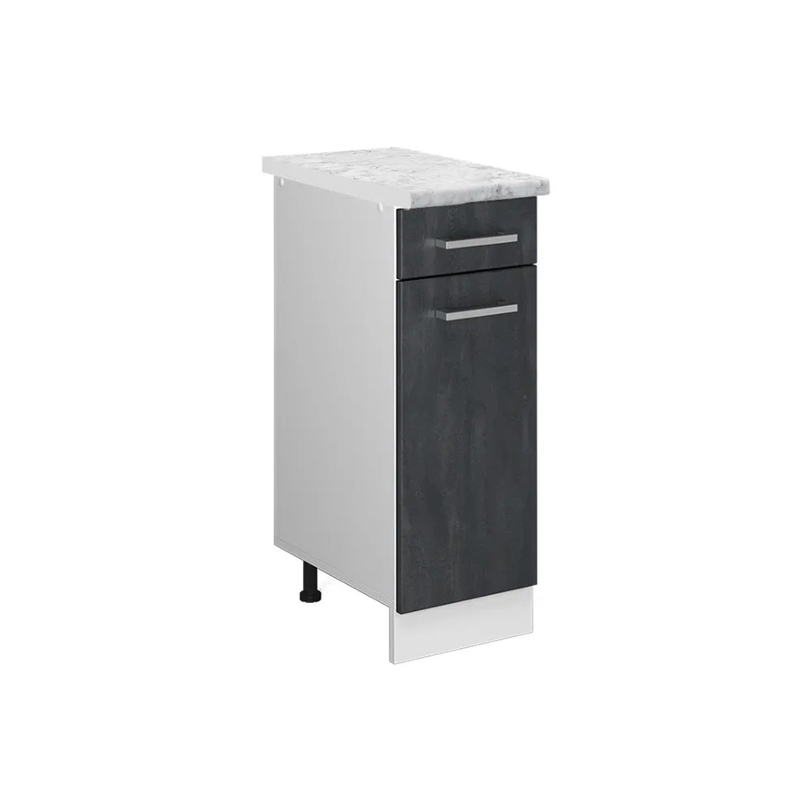 Vicco Küchenunterschrank R-Line Schubladenschrank in Schwarz Beton und Marmor Optik mit weißem Korpus, Breite: 30 cm - Bild 2