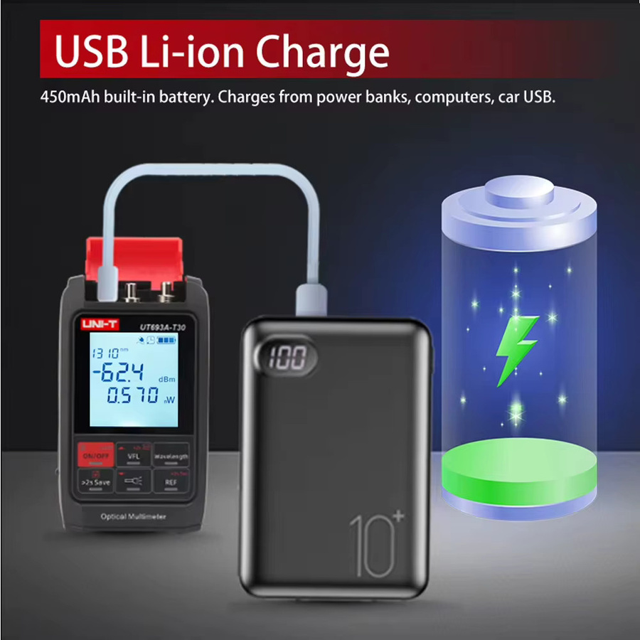 UNI-T UT693A 4-in-1-Glasfasertester mit 30 mW Rotlichtquelle VFL, Netzwerkkabeldetektor und optischem Leistungsmesser - Bild 4