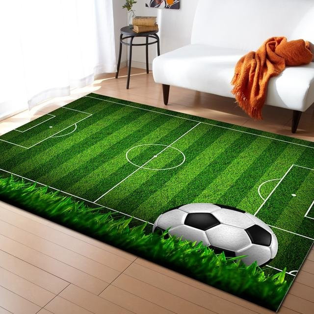 Yiran Furniture 3D-Fußball-Teppich mit Plaid-Muster, rutschfest und waschbar, B/B/H: 80 x 50 cm - Bild 1