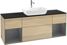 V&B Waschtischunterschrank Finion in Anthrazit mit Eichenoberfläche, Breite: 160 cm, Tiefe: 50,1 cm, Höhe: 50,1 cm - Bild 1