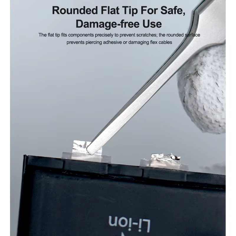 RELIFE T2 Pinzette in Silber mit flacher und runder Spitze für SMD-Komponenten - Bild 3