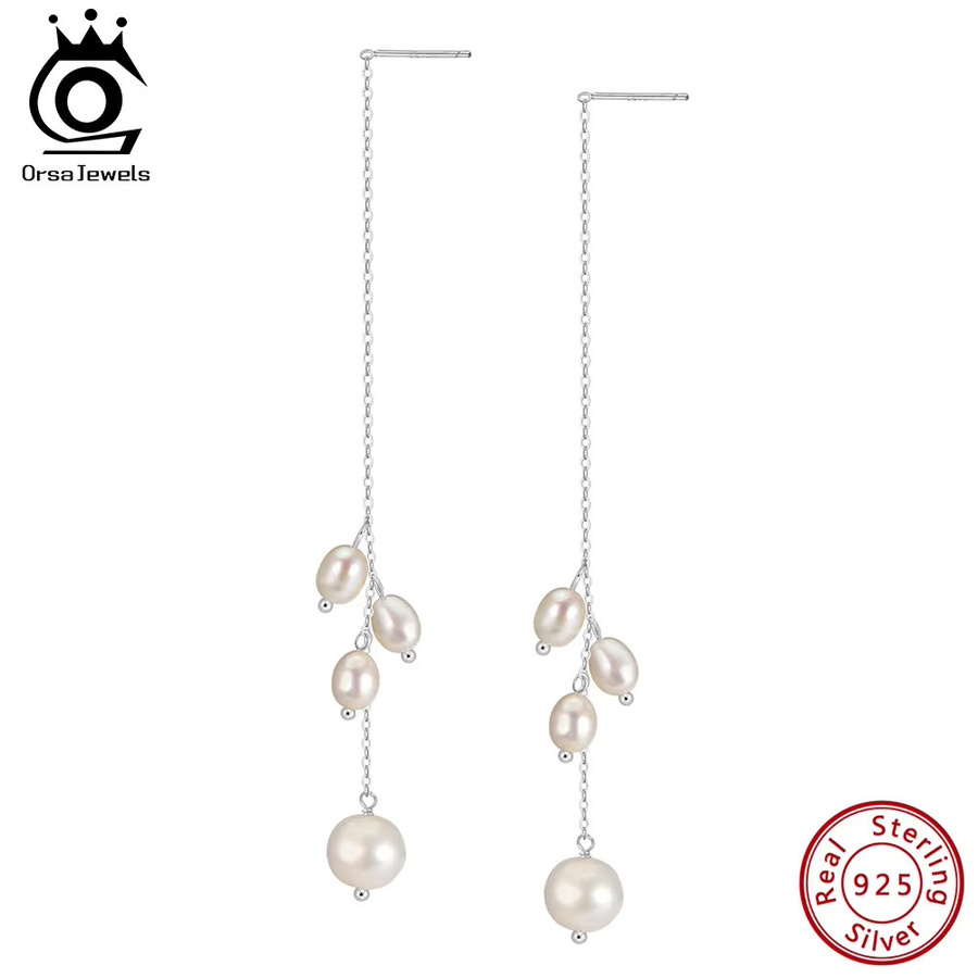 ORSA JEWELS Ohrringe, 925 Silber, 14k Gold überzogen, Natürliche Perle, Damen - Bild 2