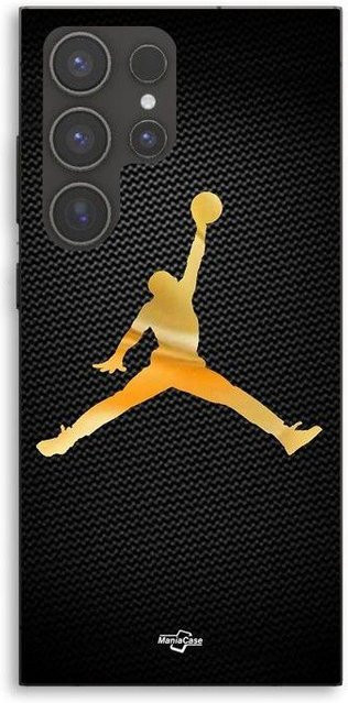 Maniacase Schutzhülle für Samsung Galaxy S23 Ultra mit Jordan Logo in Schwarz und Gold - Bild 1