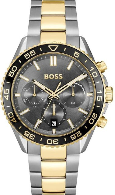 BOSS Armbanduhr Runner, Edelstahl, Bicolor, Quarz, Grau, Herren - Bild 1