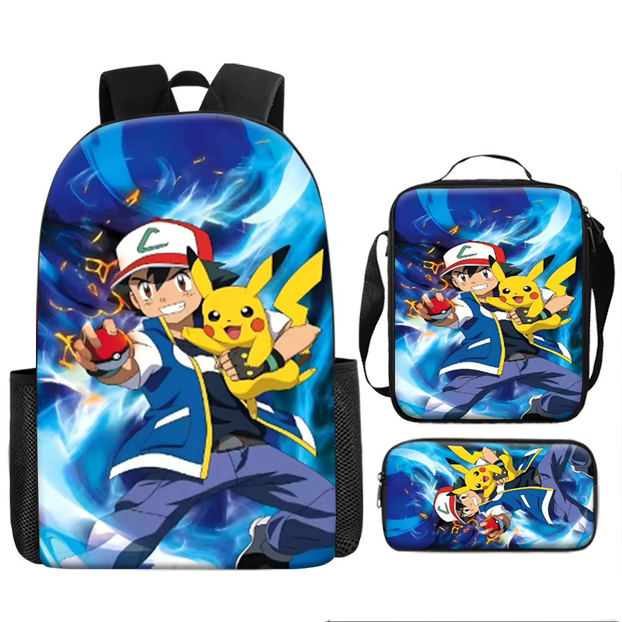 Potdemiel Pokémon Kindertaschen-Set mit Satoshi und Pikachu, 3-teiliges Rucksack-Set mit Lunchbox und Federmäppchen, bunt - Bild 6