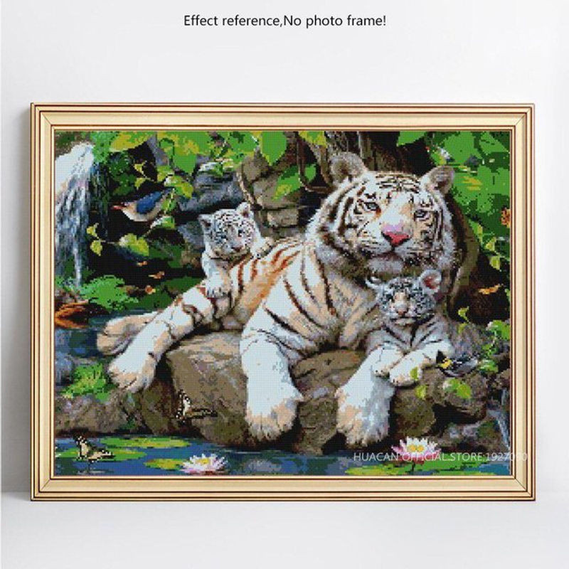 FIYO Diamond Painting Tiger und Sohn Mosaik Set, Mehrfarbig, B/H: 30 x 20 cm - Bild 1