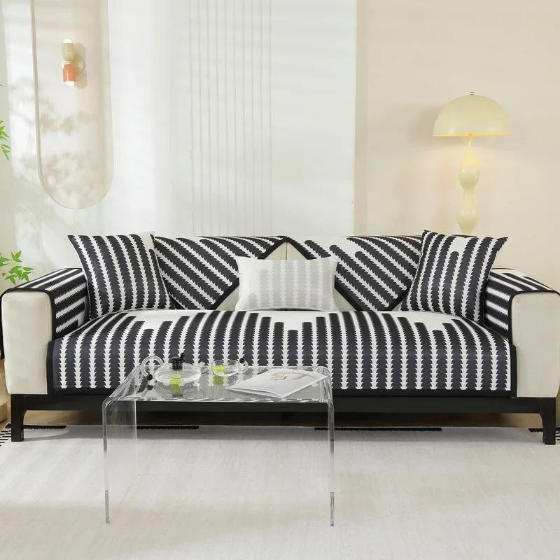 Rutschfester Sommer Sofabezug aus Seiden-Polyester in Schwarz, Breite: 70 cm, Breite: 70 cm - Bild 3