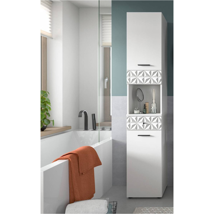 Hochschrank Prisma von xonox.home in Weiß mit modernem Design, B/T/H: 35 x 34 x 187 cm - Bild 2