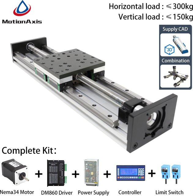 EURECA Nema34 Schrittmotor CNC Linearantrieb Modul mit Kugelumlaufspindel und Dual Linearführungsschienen für hohe Präzision - Bild 1
