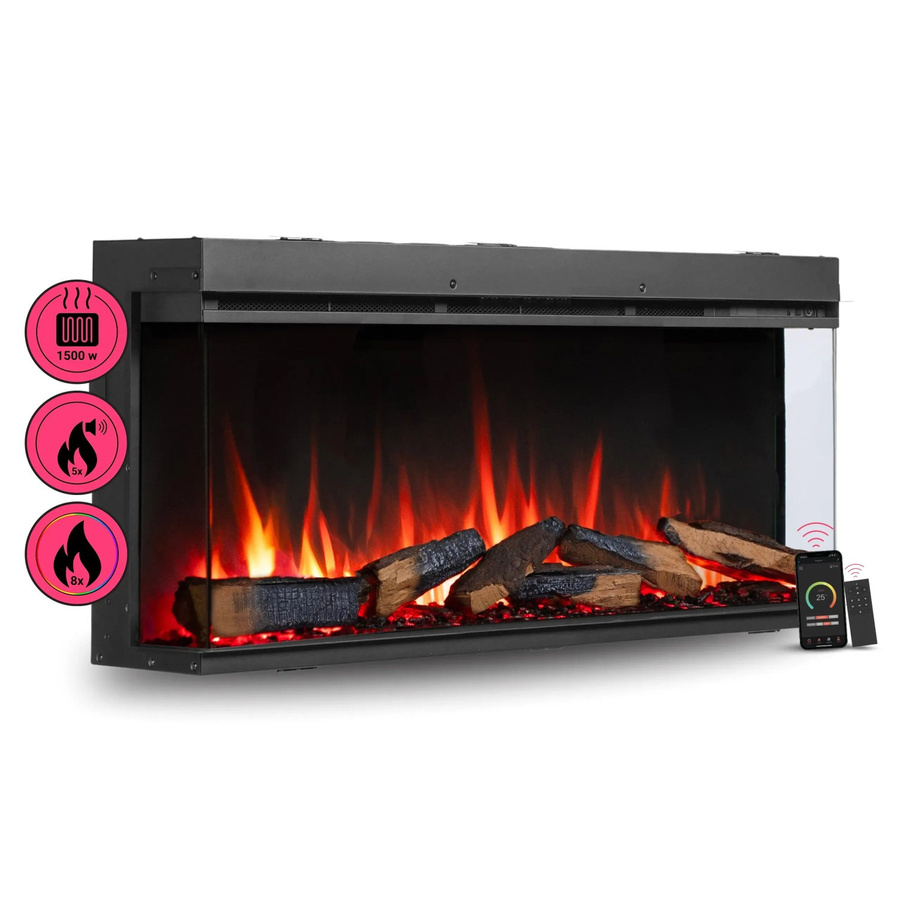 BALDERIA AH-44 Elektrokamin Einbaukamin mit 3D-Flammeneffekt und Wifi App-Steuerung in Schwarz - Bild 2