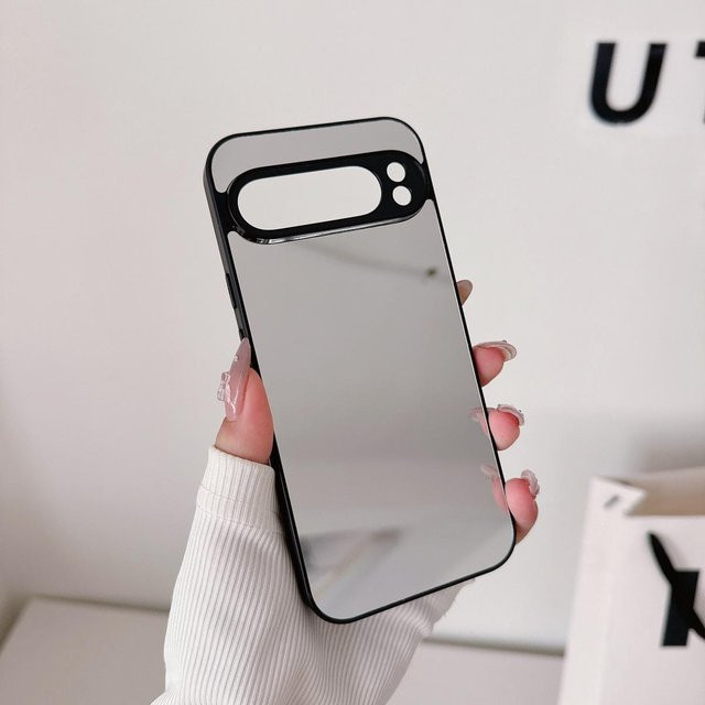 Stoßfeste Google Pixel Handyhülle mit Luxus Make-up Spiegel und schwarzem Rand in Schwarz - Bild 1