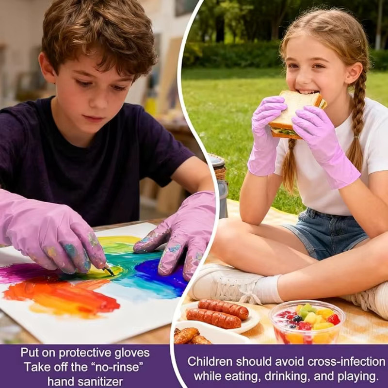INMAICH Kinder-Nitril-Einweghandschuhe latexfrei für Basteln und Gartenarbeit in Blau und Pink - Bild 2