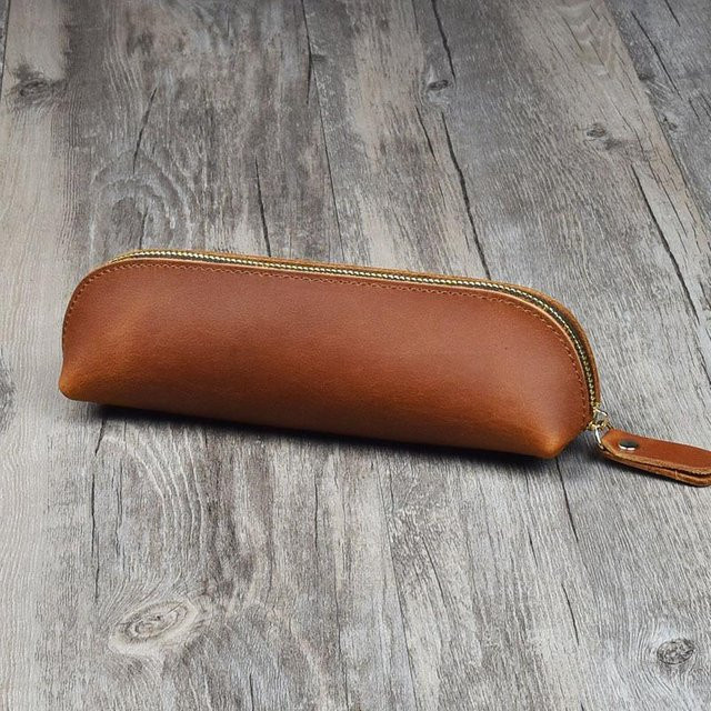 Love Home Garden Stiftebeutel aus Vintage-Leder in Dunkelbraun mit Reißverschluss, Breite: 18,0 cm - Bild 1