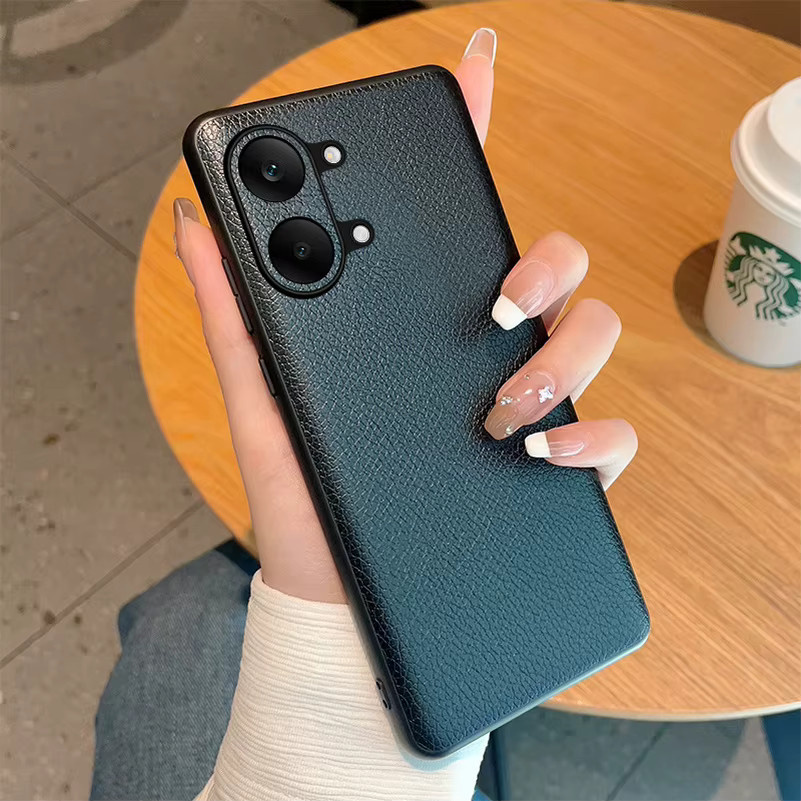 Xiaomi Business Schutzhülle aus Lychee-Leder für Poco X8 Pro Max F9 Ultra M8 Pro F9 Pro F7 F6 in Schwarz mit Linsenschutz - Bild 2