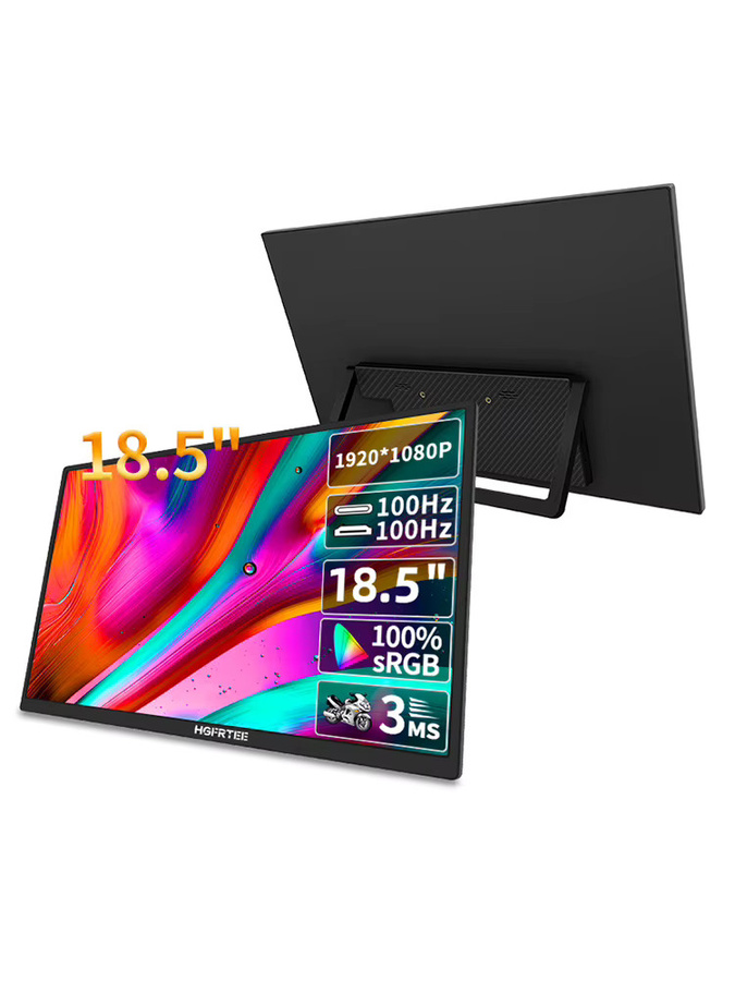 HGFRTEE Tragbarer Monitor 18,5 Zoll mit 100 Hz ADS-IPS Display, Schwarz, mit VESA-Halterung, USB-C und HDMI Anschluss - Bild 5