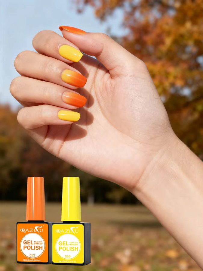 QAZIXU Gel-Nagellack, Orange und Gelb, Glänzend, Damen - Bild 3