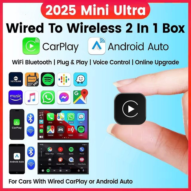 Anyfar 2-in-1 Kabelloser CarPlay und Android Auto Adapter mit 5GHz WLAN in Schwarz - Bild 1