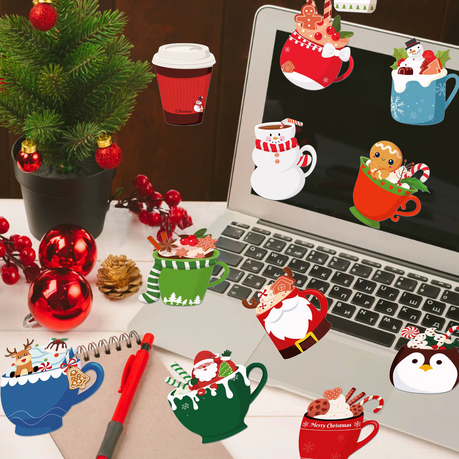 12/24-teiliges Set selbstklebende Notizblöcke mit Weihnachtsmotiv in Mehrfarbig - Bild 4