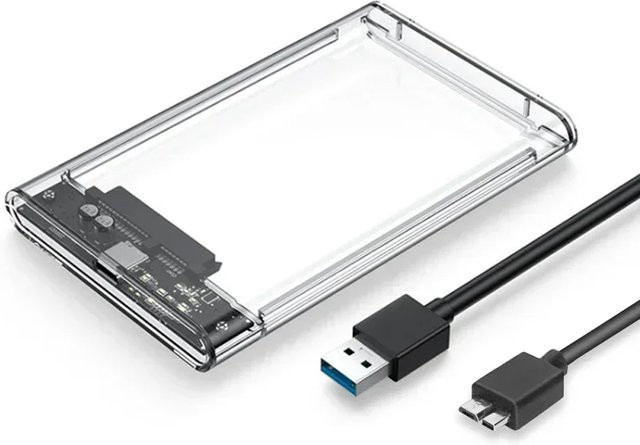 WALRAM Transparentes 2,5-Zoll-HDD-Gehäuse mit USB 3.0 SATA-zu-USB-Adapter für SSDs, werkzeuglose externe Festplattenbox - Bild 1
