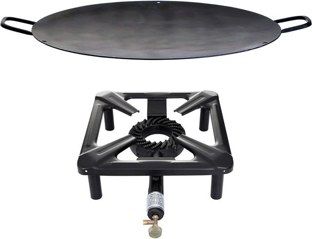 Allgrill Hockerkocher-Set klein in Schwarz mit Eisen-Wok und Grillschale Durchmesser: 50 cm - Bild 1