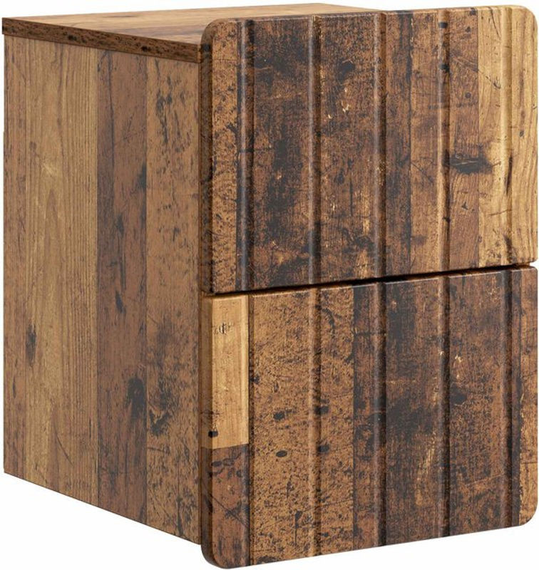 Wandmontierter Nachttisch aus Altholz von vidaXL in Braun und Natur im Retro-Industrial-Stil, B/T/H: 33 x 34,5 x 43 cm - Bild 1