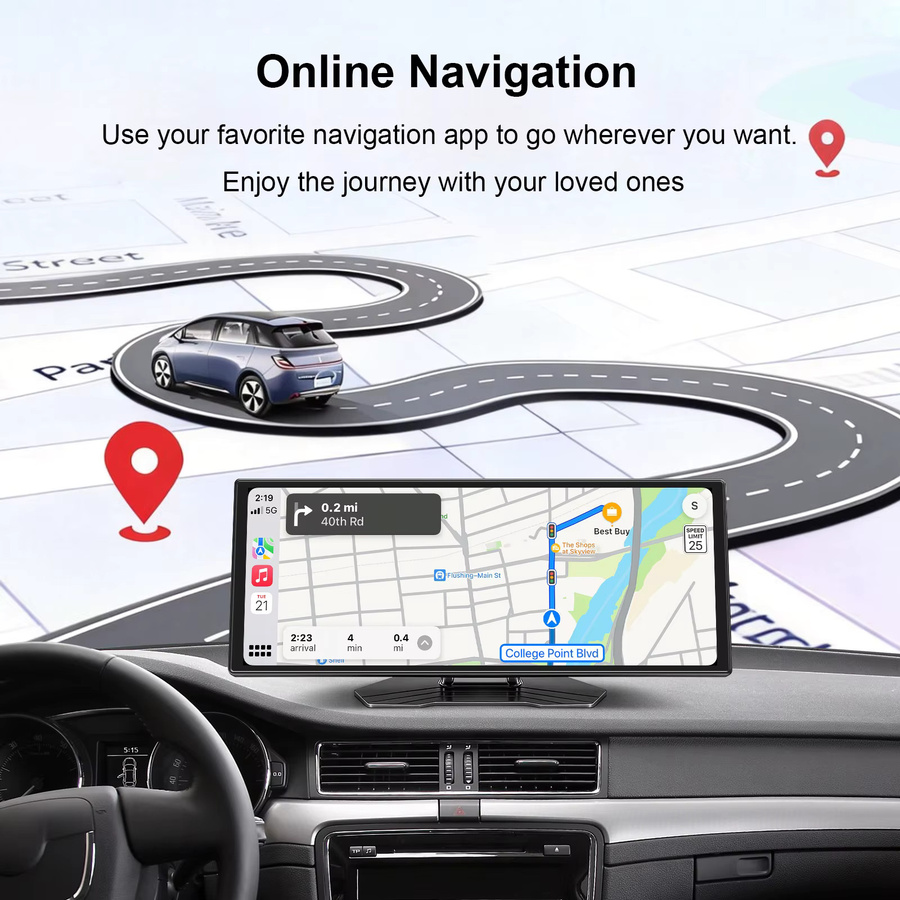 Ezonetronics Tragbarer 11,6 Zoll Touchscreen Bildschirm mit kabellosem CarPlay und Android Auto in Schwarz - Bild 2