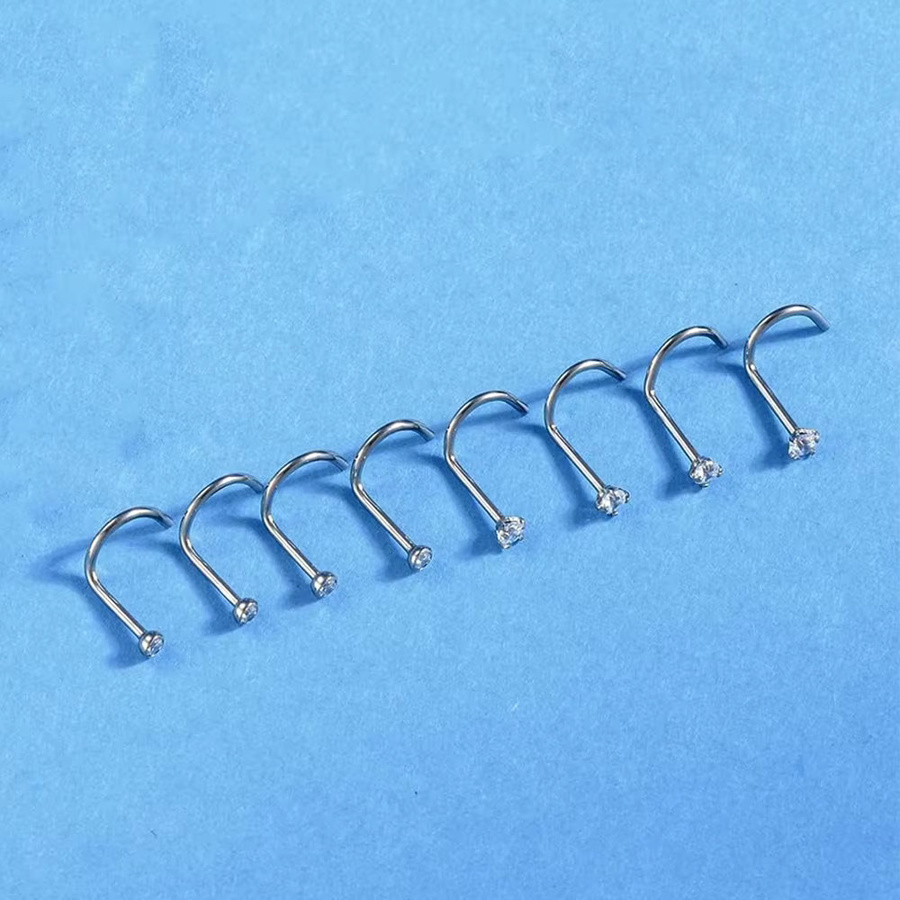 Nasenstecker Edelstahl, Gold, Zirkonia, Damen - Bild 4