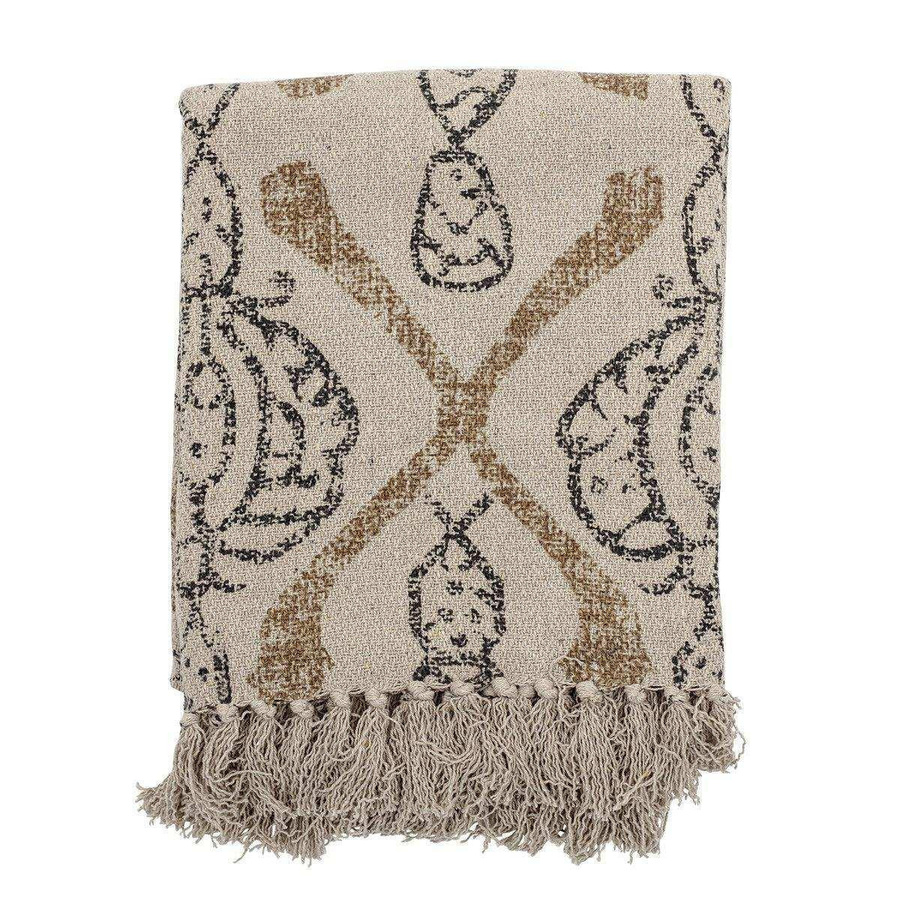 Bloomingville Plaid Freddy aus Baumwolle in Beige, B x T: 160 x 130 cm - Bild 1