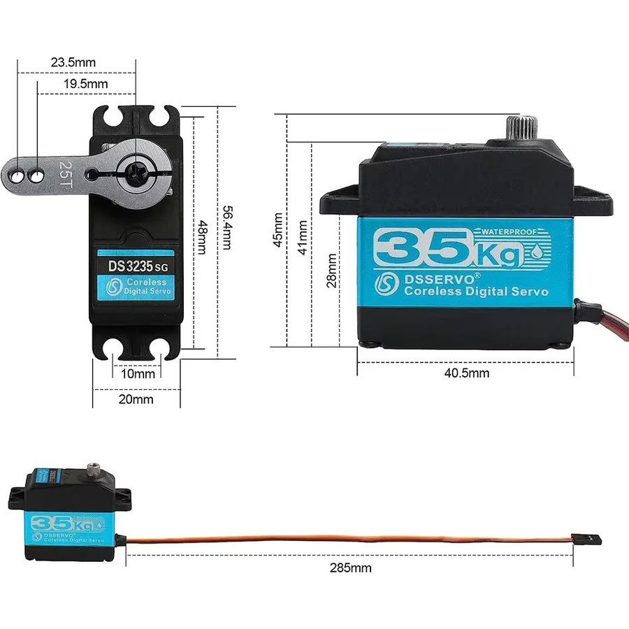 wishiot Kernloser digitaler Servomotor, Metall, Schwarz - Bild 3