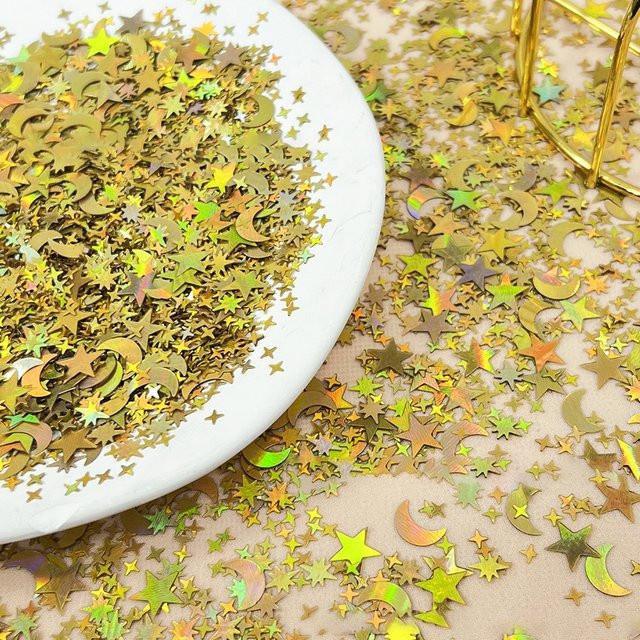Buntes Konfetti aus Papier mit Sternen und Mond in Gold und Multicolour für Ramadan Kareem, Eid Al Adha und EID Mubarak Partydeko - Bild 1