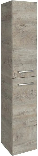 Fackelmann Bad-Hochschrank B.Style Eiche Natur mit 2 Türen und Soft-Close-Funktion, Breite: 30 cm, Tiefe: 31,6 cm, Höhe: 162 cm - Bild 1