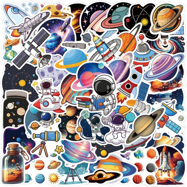 60 oder 120 Stück Exploration Universe Cartoon Aufkleber für Graffiti, Gepäck und Trinkflaschen in Multicolour - Bild 1