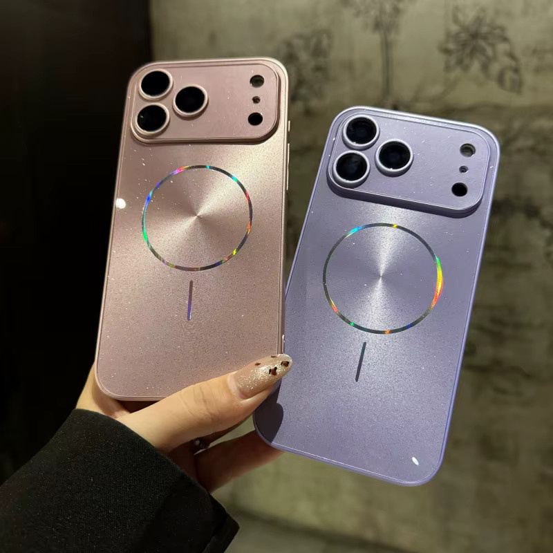 HKNR Magnetische Aurora Handyhülle mit Glitzer-Effekt und Linsenschutz für iPhone 11 bis iPhone 17 Pro Max, Farbe: Gold - Bild 1