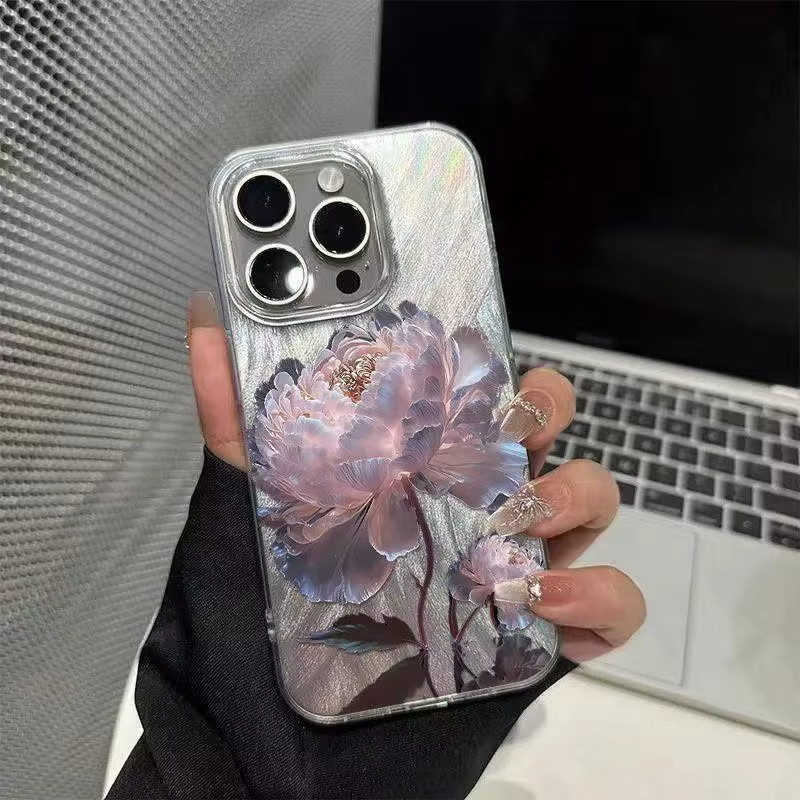 Handyhülle mit Rosa Pfingstrose und Lotus Design für Xiaomi Redmi Note 14 13 12 11 10 Pro Plus 5G in Pink mit Feder Chiffon Textur - Bild 4