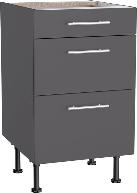 Optifit Küchen-Unterschrank Ingvar420 mit 3 Auszügen, Breite: 50 cm, Anthrazit Matt - Bild 1