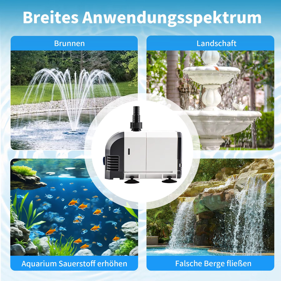 Forever Speed Ultra-leise Tauchpumpe für Aquarium und Teich in Weiß mit 900L/h-2000L/h Förderleistung - Bild 2