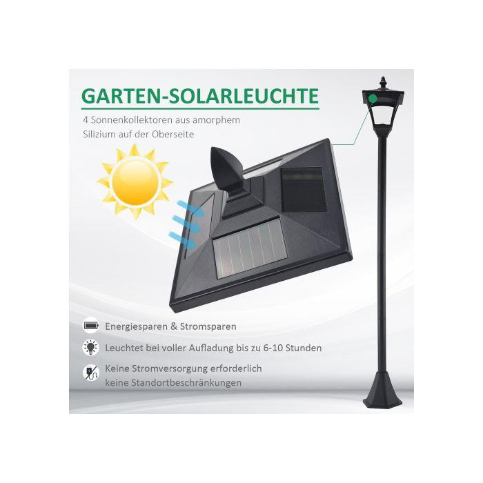 MUVOE Solar-Stehleuchte Gartenlaterne im Retro-Design, Schwarz, 40 Lumen, B/T/H: 18 x 18 x 160 cm - Bild 2