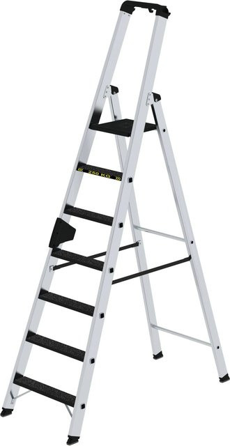 PROREGAL Stufen-Stehleiter Clip-Step R13 einseitig begehbar, 7 Stufen, Silber, Tragkraft 250 kg - Bild 1