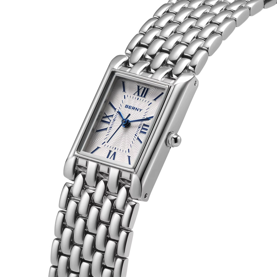BERNY Armbanduhr, Quarz, Edelstahl, rechteckig, Silber, Damen - Bild 2