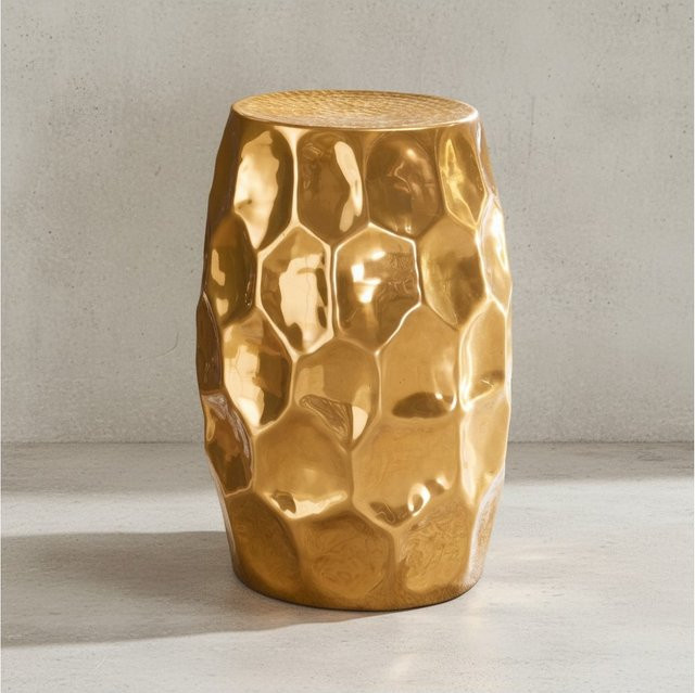 Orientalischer Beistelltisch ENNS von KADIMA DESIGN aus Aluminium mit Hammerschlag-Design, Durchmesser: 30 cm, Höhe: 47 cm - Bild 1