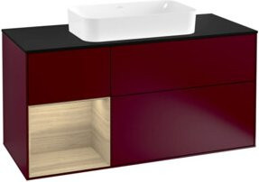 V&B Waschtischunterschrank Finion in Platinblau matt mit offenem Regal links, Breite: 120 cm, Tiefe: 50,1 cm, Höhe: 50,1 cm - Bild 1