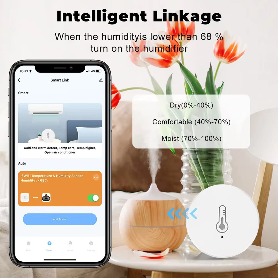 Tuya Zigbee 3.0 Temperatur- und Feuchtigkeitssensor in Weiß mit App-Steuerung für Smart Home Integration via Alexa und Google Home - Bild 2