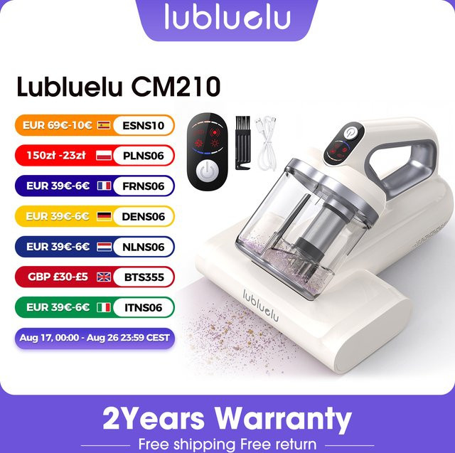 Lubluelu CM210 Kabelloser Milbensauger in Weiß mit 15Kpa Saugkraft und UV-C Licht zur Tiefenreinigung von Betten und Matratzen - Bild 1