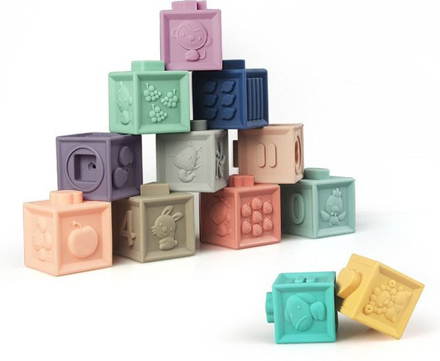 CONUSEA Baby Silikon Bausteine Montessori Spielzeug, ab 0 Jahre - Bild 1